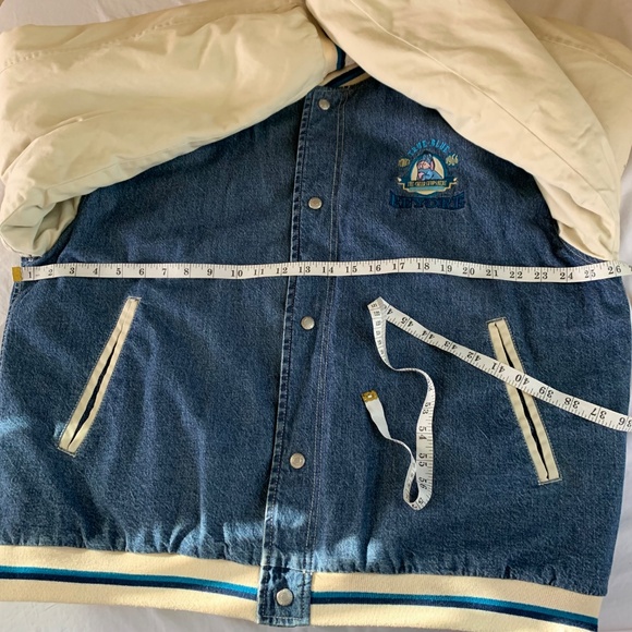 Vintage Disney Store Eeyore Denim Varsity Jacket Size L Winnie the Pooh - Picture 7 of 10